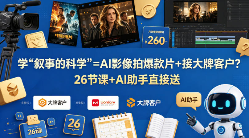 学《叙事的科学》=AI影像拍爆款片+接大牌客户？26节课+AI助手直接送【原创双语字幕】-余宽网创