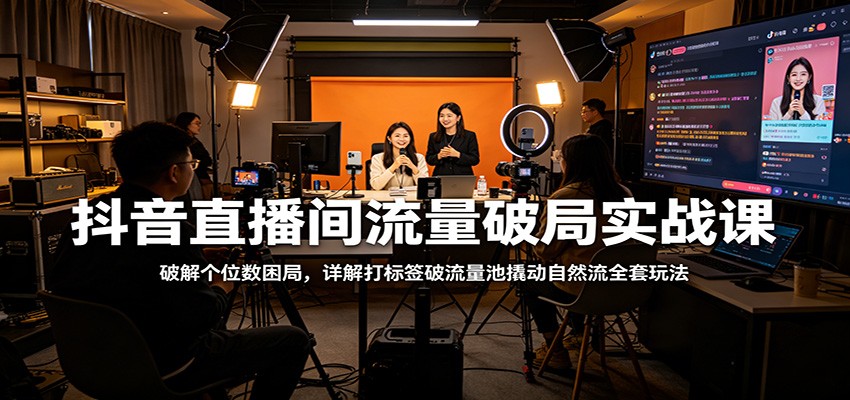 抖音直播间流量破局实战课：破解个位数困局，详解打标签破流量池撬动自然流全套玩法-余宽网创