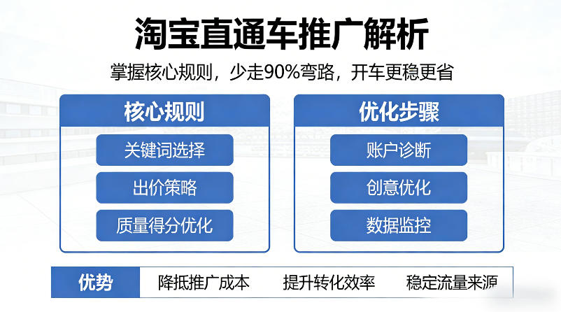 淘宝直通车推广解析，掌握核心规则，少走90%弯路，开车更稳更省-余宽网创