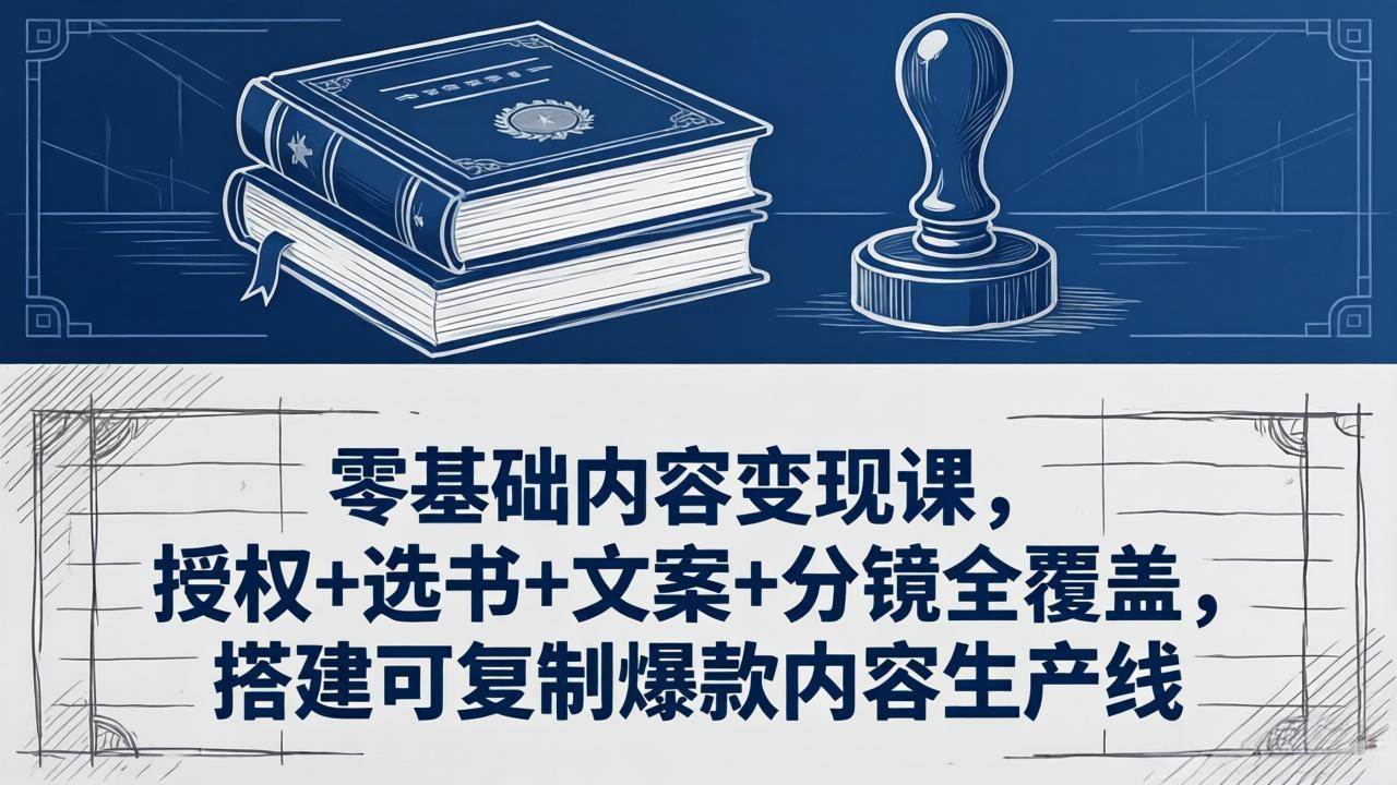 （18243期）零基础内容变现课，授权+选书+文案+分镜全覆盖，搭建可复制爆款内容生产线-余宽网创