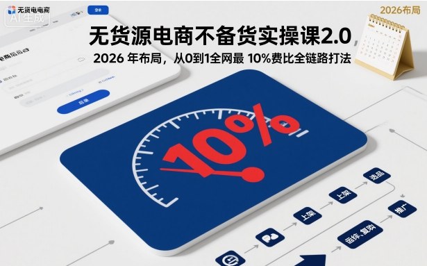 无货源电商不备货实操课2.0，2026年布局，从0到1全网最低10%费比全链路打法【更新26年5月19日】-余宽网创
