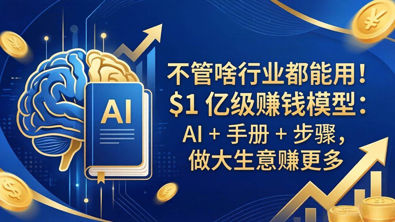 （18055期）不管啥行业都能用！$1 亿级赚钱模型：AI + 手册 + 步骤，做大生意赚更多-余宽网创