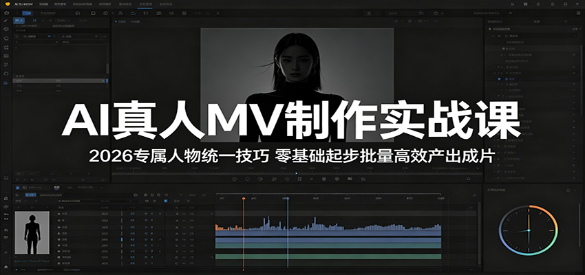 AI真人MV制作实战课：2026专属人物统一技巧，零基础起步批量高效产出成片-余宽网创