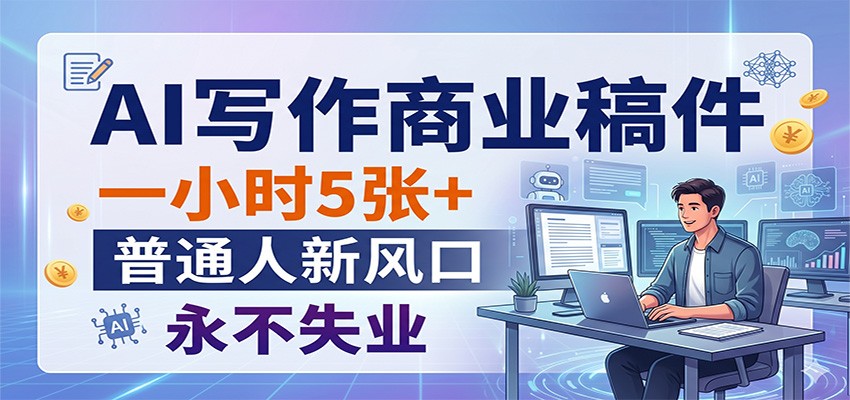 AI写作商业稿件，一小时5张+，普通人新风口，永不失业-余宽网创
