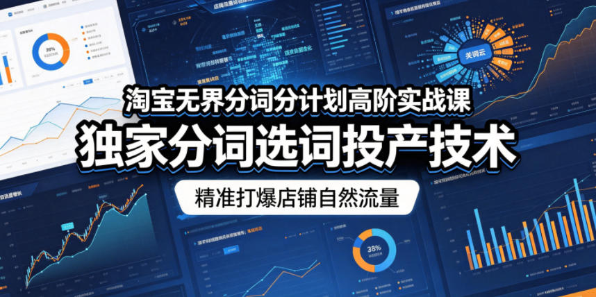 淘宝无界分词分计划高阶实战课，独家分词选词投产技术，精准打爆店铺自然流量-余宽网创