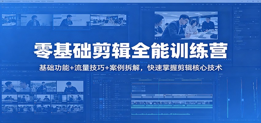 零基础剪辑全能训练营：基础功能+流量技巧+案例拆解，快速掌握剪辑核心技术-余宽网创