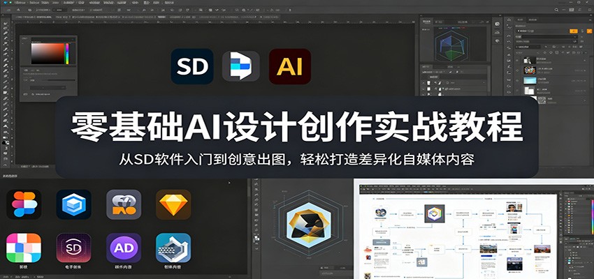 零基础AI设计创作实战教程：从SD软件入门到创意出图，轻松打造差异化自媒体内容-余宽网创