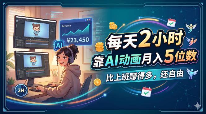 （18051期）每天 2 小时，靠 AI 动画月入 5 位数，比上班赚得多，还自由-余宽网创