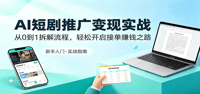 AI短剧推广变现实战:从0到1拆解流程,轻松开启接单赚钱之路-余宽网创