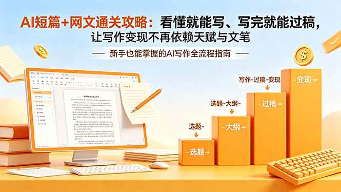 (18485期)AI短篇+网文通关攻略-更新4月:看懂就能写、写完就能过稿,让写作变现不再依赖天赋与文笔-余宽网创