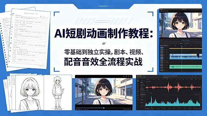（18351期）AI短剧动画制作教程：零基础到独立实操，剧本、视频、配音音效全流程实战-余宽网创