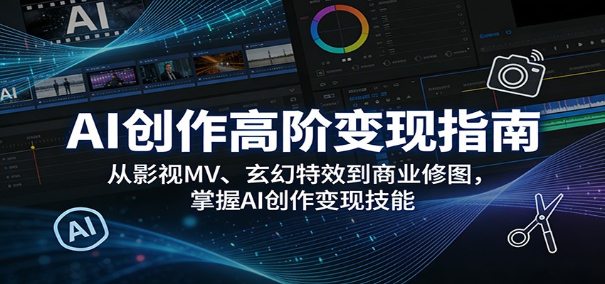 AI创作高阶变现指南：从影视MV、玄幻特效到商业修图，掌握AI创作变现技能-余宽网创