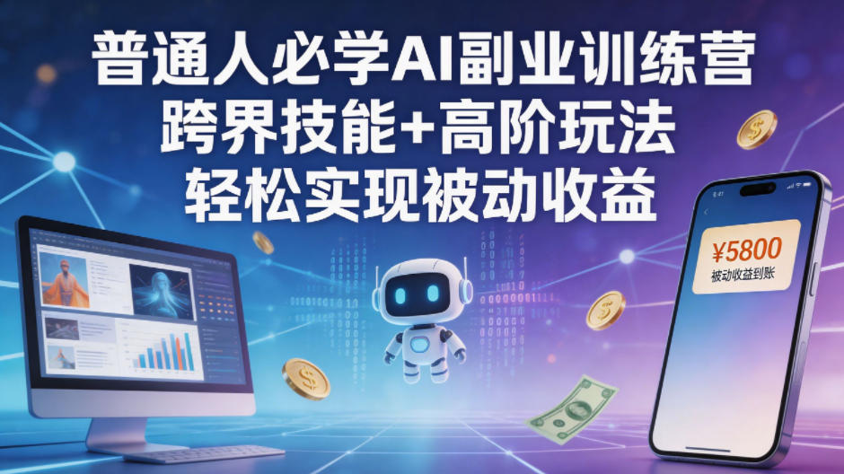 普通人必学AI副业训练营跨界技能+高阶玩法轻松实现被动收益-余宽网创
