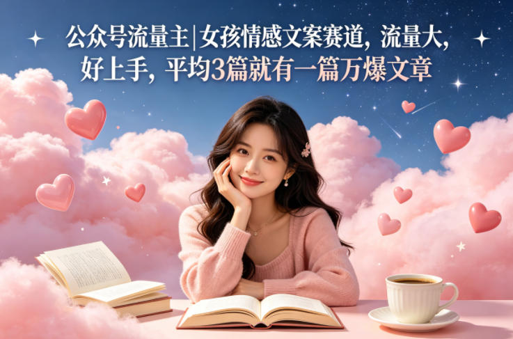 公众号流量主女孩情感文案赛道，流量大，好上手，平均3篇就有一篇万爆文章-余宽网创