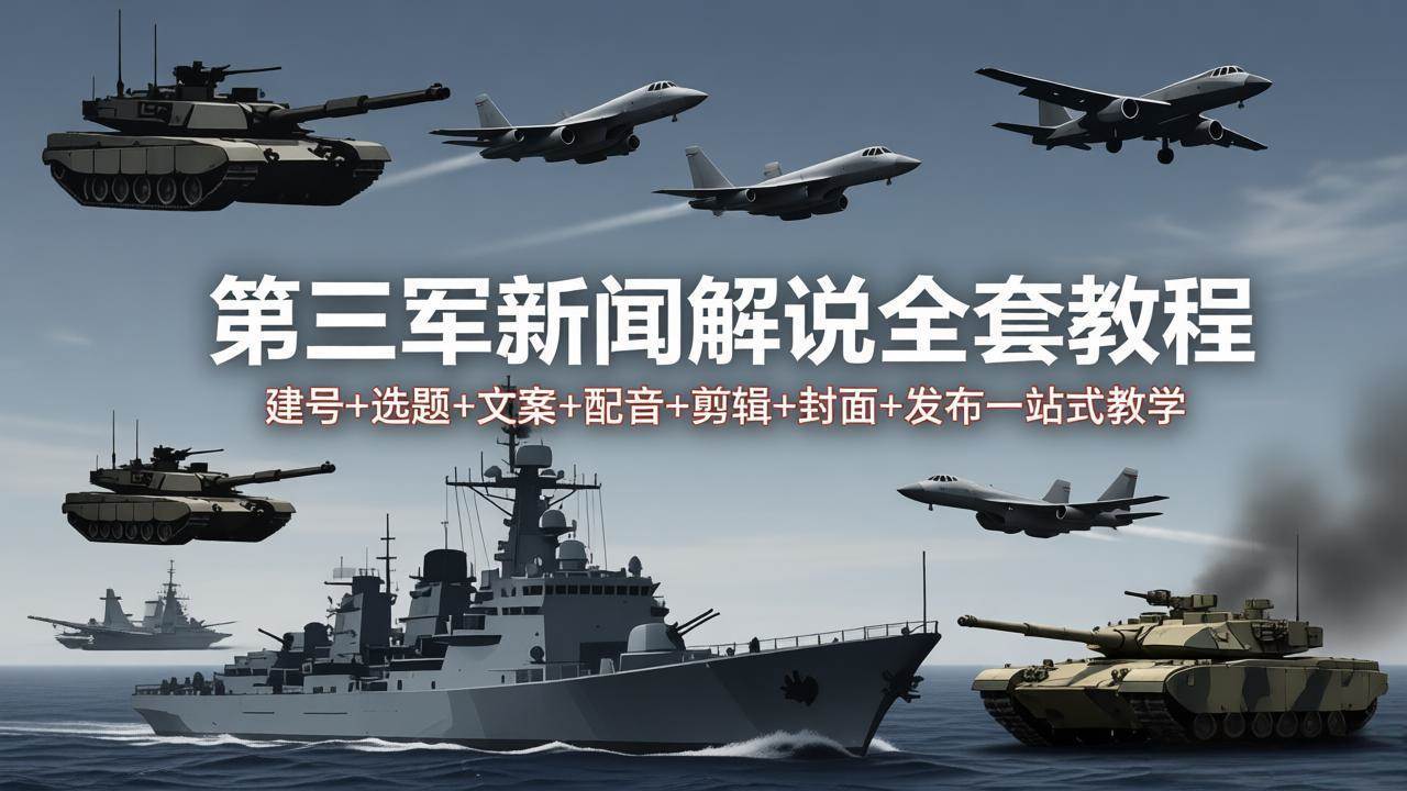 （18081期）第三军迷新闻解说全套教程：建号+选题+文案+配音+剪辑+封面+发布一站式教学-余宽网创