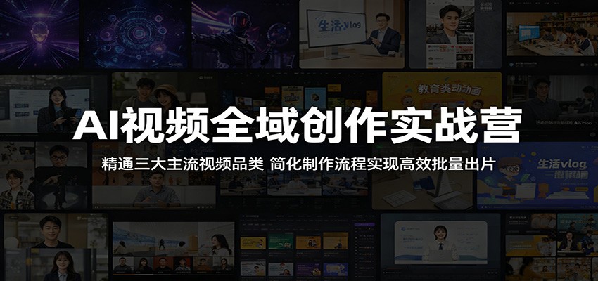 AI视频全域创作实战营：精通三大主流视频品类，简化制作流程实现高效批量出片-余宽网创