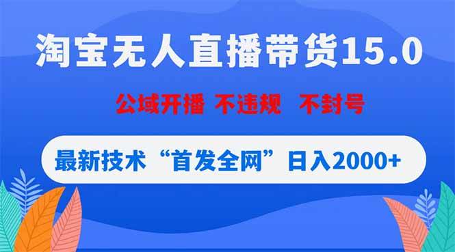 (18562期)淘宝无人直播带货15.0,不封号,不违规,公域玩法,首发全网日入2000+-余宽网创
