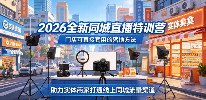2026全新同城直播特训营，门店可直接套用的落地方法，助力实体商家打通线上同城流量渠道-余宽网创