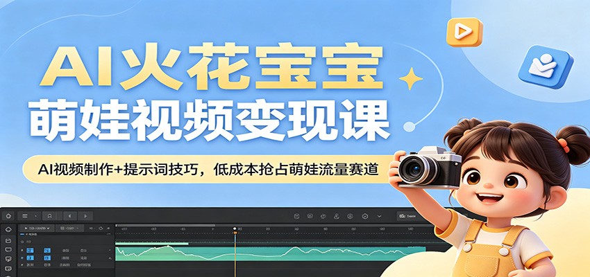 AI火花宝宝萌娃视频变现课：AI视频制作+提示词技巧，低成本抢占萌娃流量赛道-余宽网创