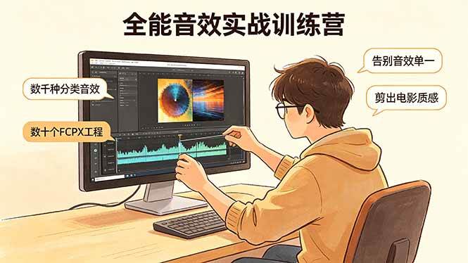 （18287期）全能音效实战训练营：数千种分类音效+数十个FCPX工程，告别音效单一，剪出电影质感-余宽网创