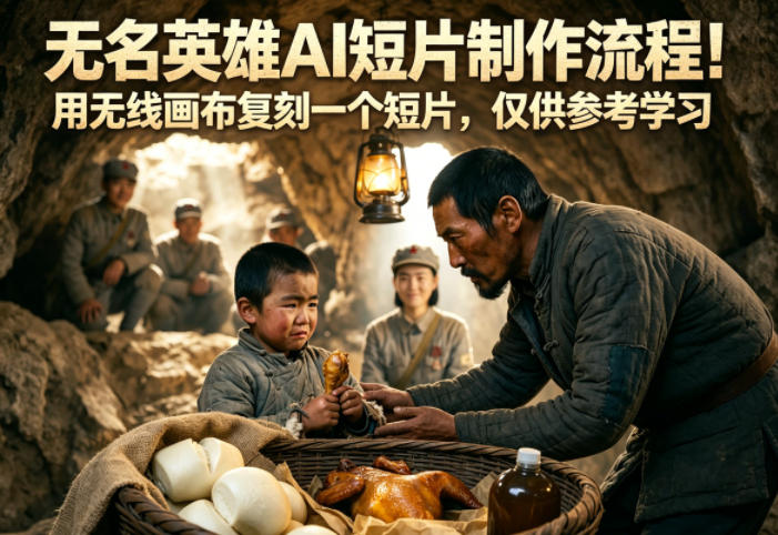 无名英雄AI短片制作流程!用无线画布复刻一个短片,仅供参考学习-余宽网创