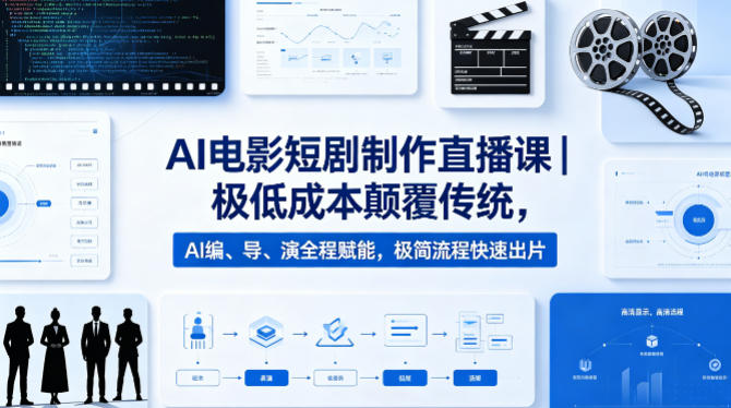 AI电影短剧制作直播课｜极低成本颠覆传统，AI编、导、演全程赋能，极简流程快速出片-余宽网创
