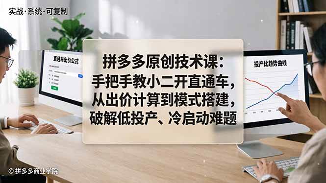 （18159期）拼多多原创技术课：手把手教小二开直通车，从出价计算到模式搭建，破解低投产、冷启动难题-余宽网创