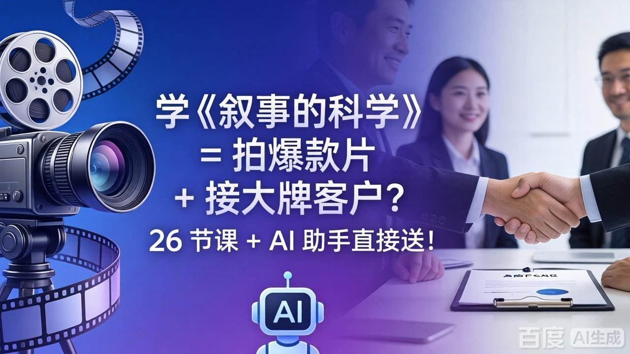 (18302期)学《叙事的科学》= 拍爆款片 + 接大牌客户?26 节课 + AI 助手直接送!-余宽网创