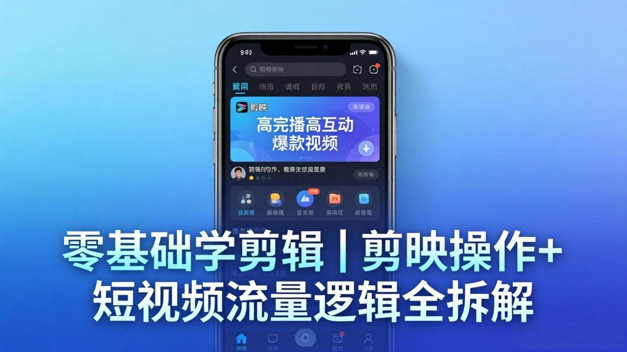 （18117期） 【零基础学剪辑】剪映操作+短视频流量逻辑全拆解｜手把手教你剪出高完播高互动爆款视频-余宽网创