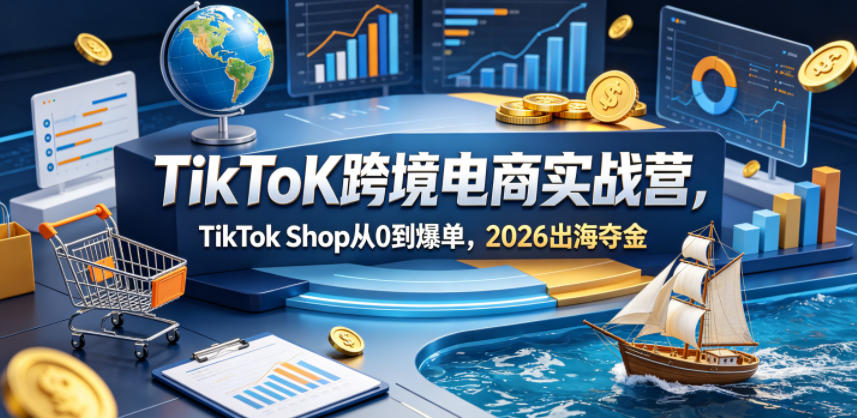 TikToK跨境电商实战营,TikTok Shop从0到爆单,2026出海夺金-余宽网创