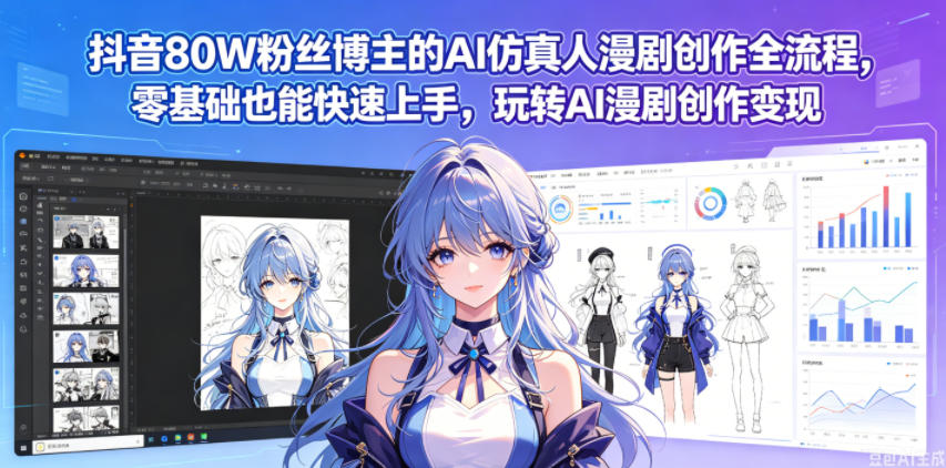 抖音80W粉丝博主的AI仿真人漫剧创作全流程,零基础也能快速上手,玩转AI漫剧创作变现-余宽网创