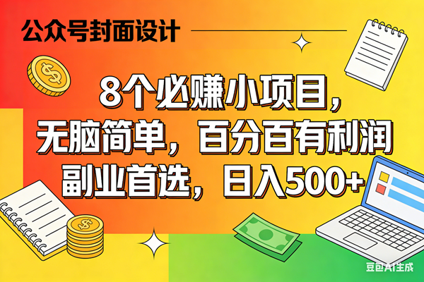 （17911期）8个必赚米的小项目，百分百有利润，无脑简单，副业首选，日入500+-余宽网创