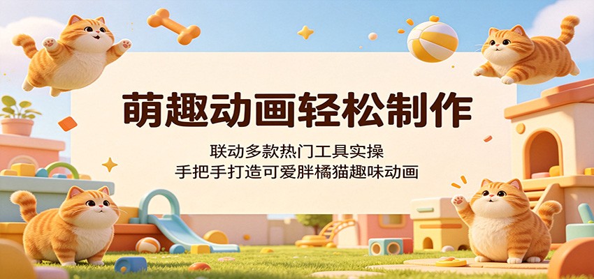 萌趣动画轻松制作，联动多款热门工具实操，手把手打造可爱胖橘猫趣味动画-余宽网创