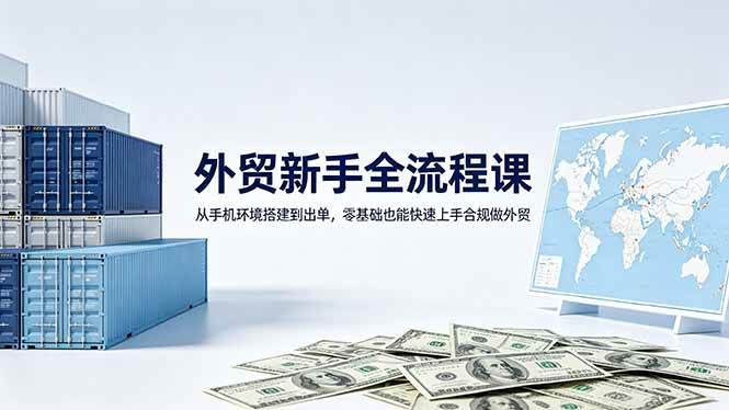 (18481期)外贸新手全流程课:从手机环境搭建到出单,零基础也能快速上手合规做外贸-余宽网创