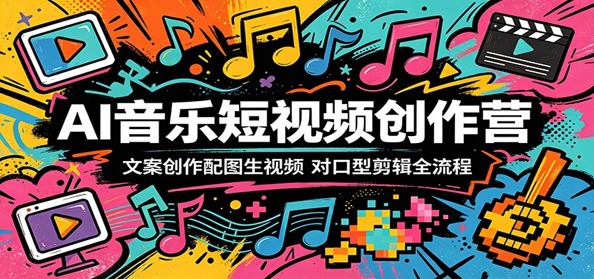 AI音乐短视频创作营：文案创作配图生视频，对口型剪辑全流程-余宽网创