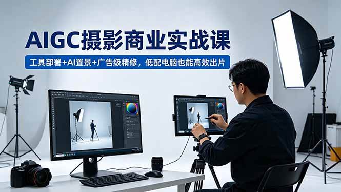 (18434期)AIGC 摄影商业实战课,工具部署+AI置景+广告级精修,低配电脑也能高效出片-余宽网创