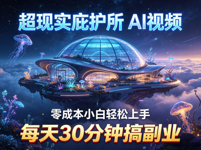 超现实庇护所AI视频项目拆解，零成本小白轻松上手，每天30分钟搞副业-余宽网创