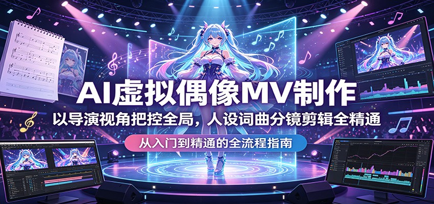 AI虚拟偶像MV制作：以导演视角把控全局，人设词曲分镜剪辑全精通-余宽网创