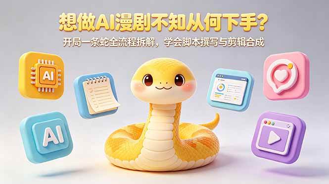 （18550期）想做AI漫剧不知从何下手？开局一条蛇全流程拆解，学会脚本撰写与剪辑合成-余宽网创