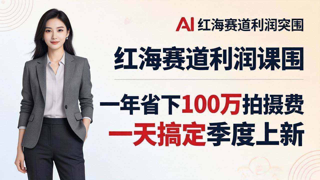 （17884期）服装老板AI模特图课：一年省下100万拍摄费，一天搞定季度上新，红海赛道利润突围-余宽网创