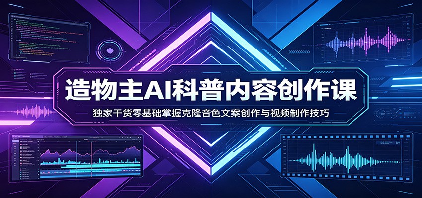 AI科普内容创作课:独家干货零基础掌握克隆音色文案创作与视频制作技巧-余宽网创