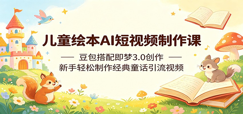 儿童绘本AI短视频制作课：豆包搭配即梦3.0创作，新手轻松制作经典童话引流视频-余宽网创