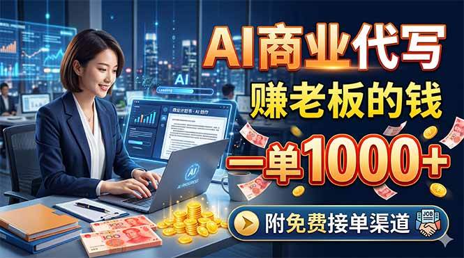 (18444期)AI商业代写,赚老板的钱,一单1000+,附免费接单渠道-余宽网创