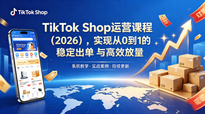 TikTok Shop运营课程（2026），实现从0到1的稳定出单与高效放量-余宽网创