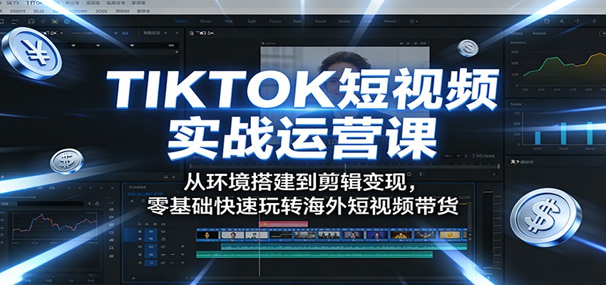 TIKTOK短视频实战运营课：从环境搭建到剪辑变现，零基础快速玩转海外短视频带货-余宽网创