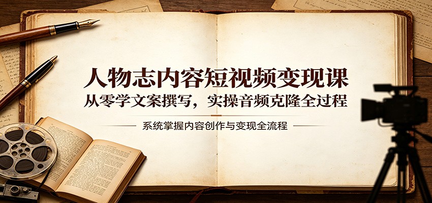 人物志内容短视频变现课:从零学文案撰写,实操音频克隆全过程-余宽网创