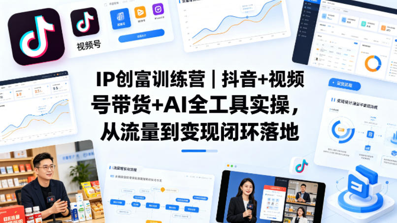 IP创富训练营｜抖音+视频号带货+AI全工具实操，从流量到变现闭环落地-余宽网创