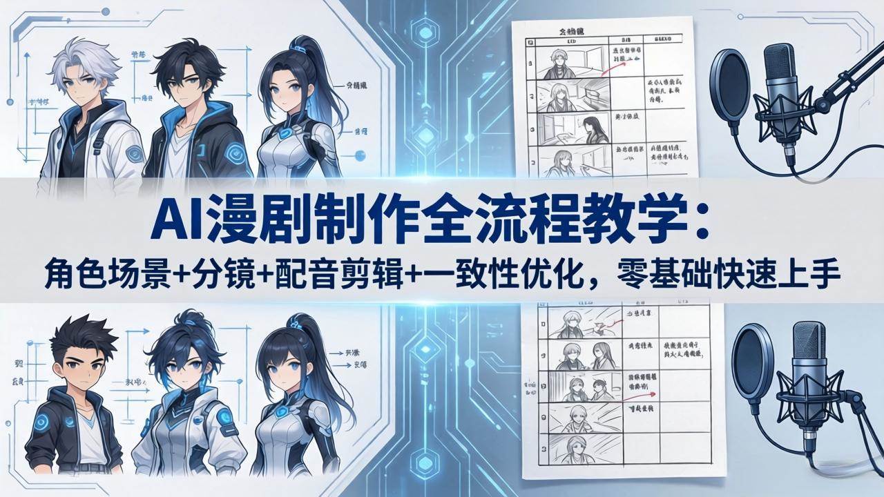 （18090期）AI漫剧制作全流程教学：角色场景+分镜+配音剪辑+一致性优化，零基础快速上手-余宽网创