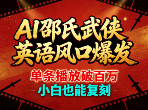 AI邵氏武侠英语风口爆发，单条播放破百万，小白也能复刻-余宽网创