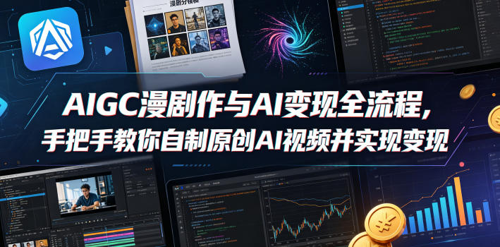 AIGC漫剧创作与AI变现全流程,手把手教你自制原创AI视频并实现变现(更新0516)-余宽网创